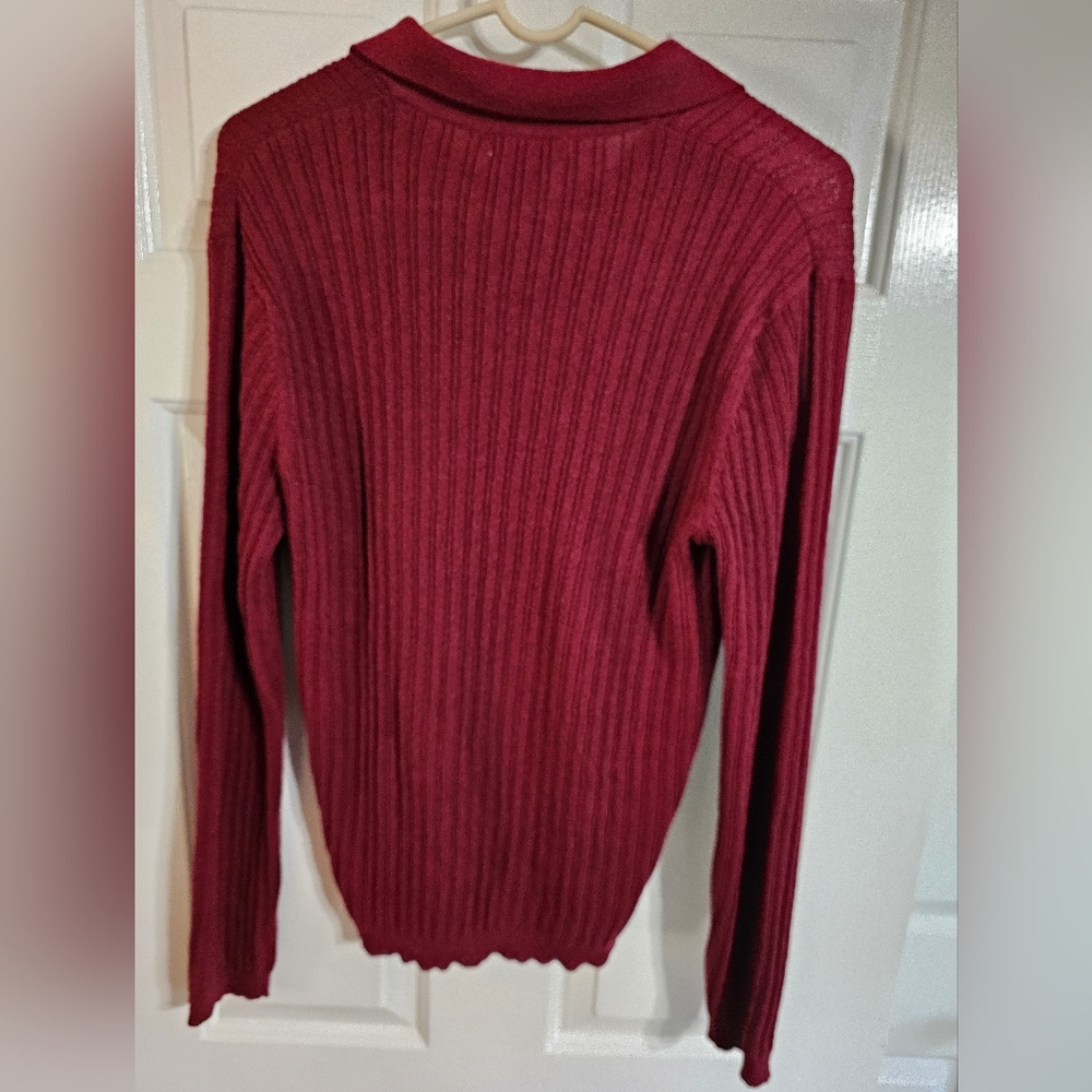 Kenneth Cole New York Men Size M Ribbed Sweater Red Knit Long Sleeve Investment - Picture 3 of 7